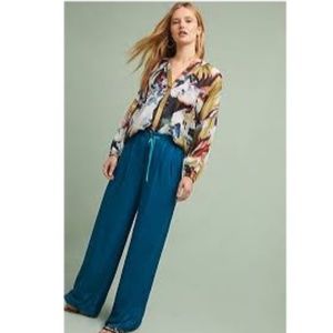 NWT Elevenses Teal Silk Pants Anthropologie
